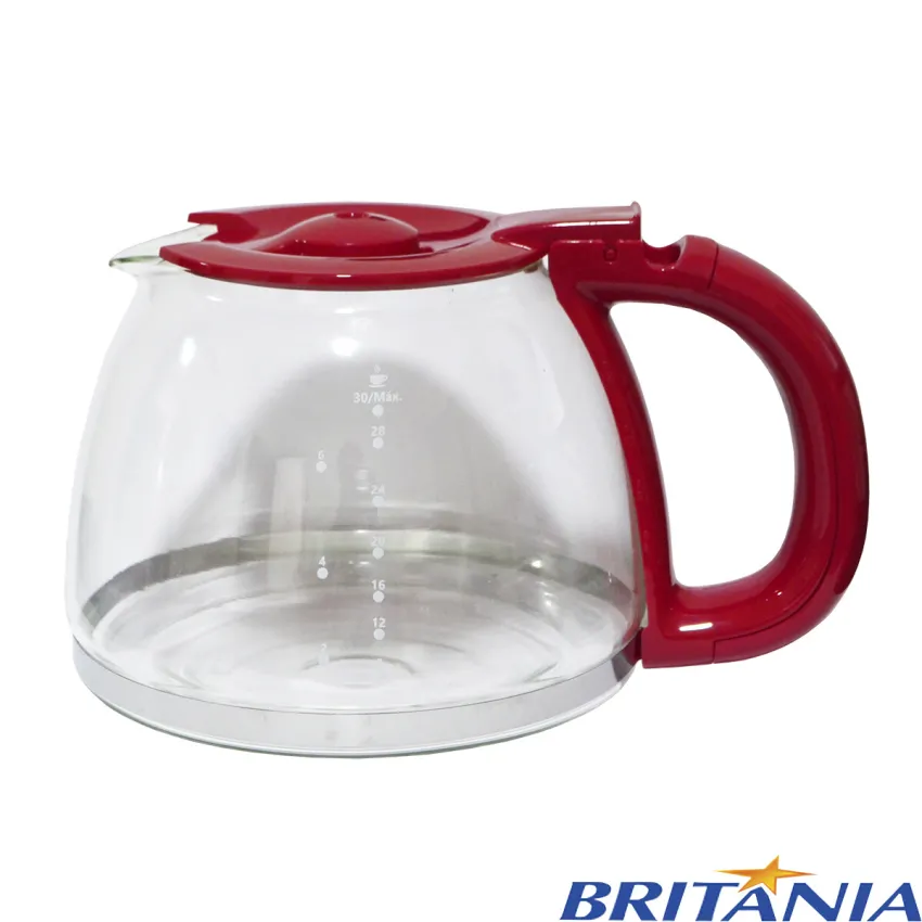 JARRA DE VIDRO DA CAFETEIRA BRITÂNIA CP30 INOX VERMELHO | ORIGINAL