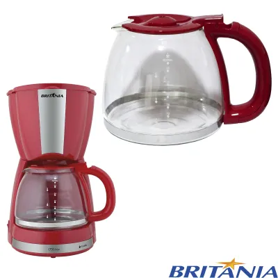 JARRA DE VIDRO DA CAFETEIRA BRITÂNIA CP30 INOX VERMELHO | ORIGINAL