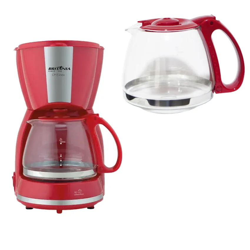 JARRA DE VIDRO DA CAFETEIRA BRITÂNIA CP15 INOX COR: VERMELHO | ORIGINAL