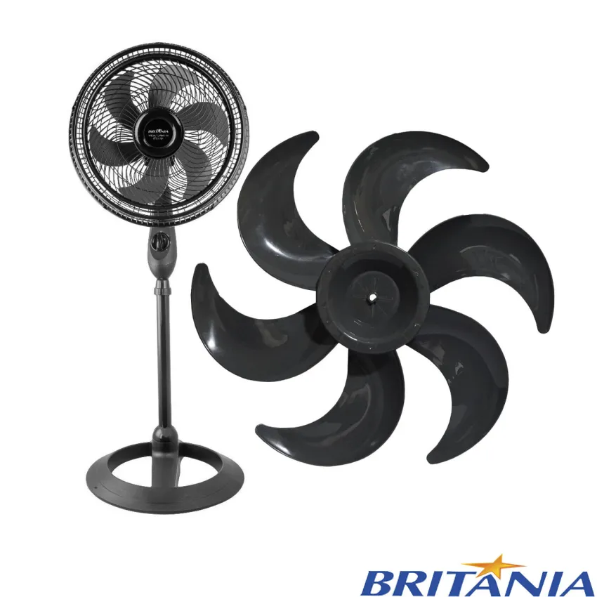 HÉLICE PARA VENTILADOR BRITÂNIA 6 PÁS 40CM | MEGA TURBO 40 | MEGA TURBO 40 SIX | MEGA TURBO 40 SIX 3 EM 1 | CINZA ESCURO