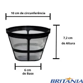 FILTRO PERMANENTE PARA CAFETEIRA BRITÂNIA CP15 | CP15 INOX |  BCF19 | BCF19A | BCF19B  | COR: PRETO