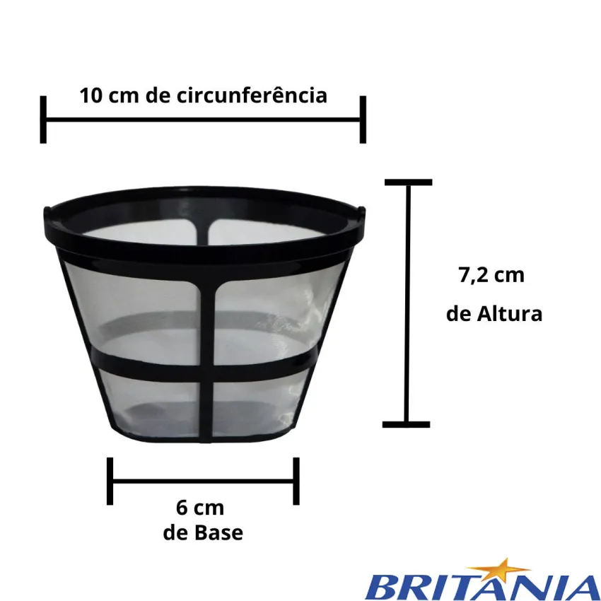FILTRO PERMANENTE PARA CAFETEIRA BRITÂNIA CP15 | CP15 INOX |  BCF19 | BCF19A | BCF19B  | COR: PRETO