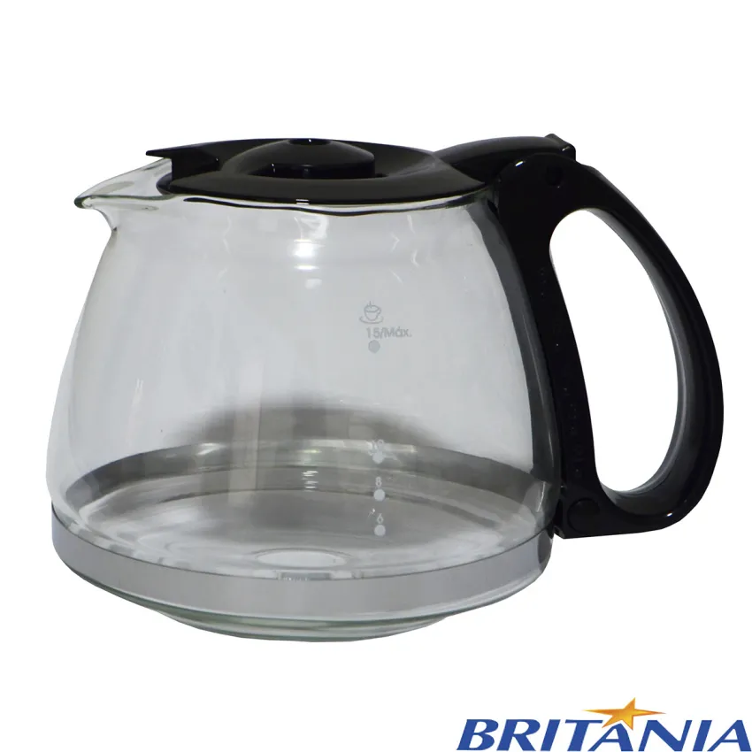 JARRA DE VIDRO PARA CAFETEIRA BRITÂNIA CP15 | CP15 INOX | BCF19 | BCF19 INOX | CAPACIDADE: 600ML COR: PRETO
