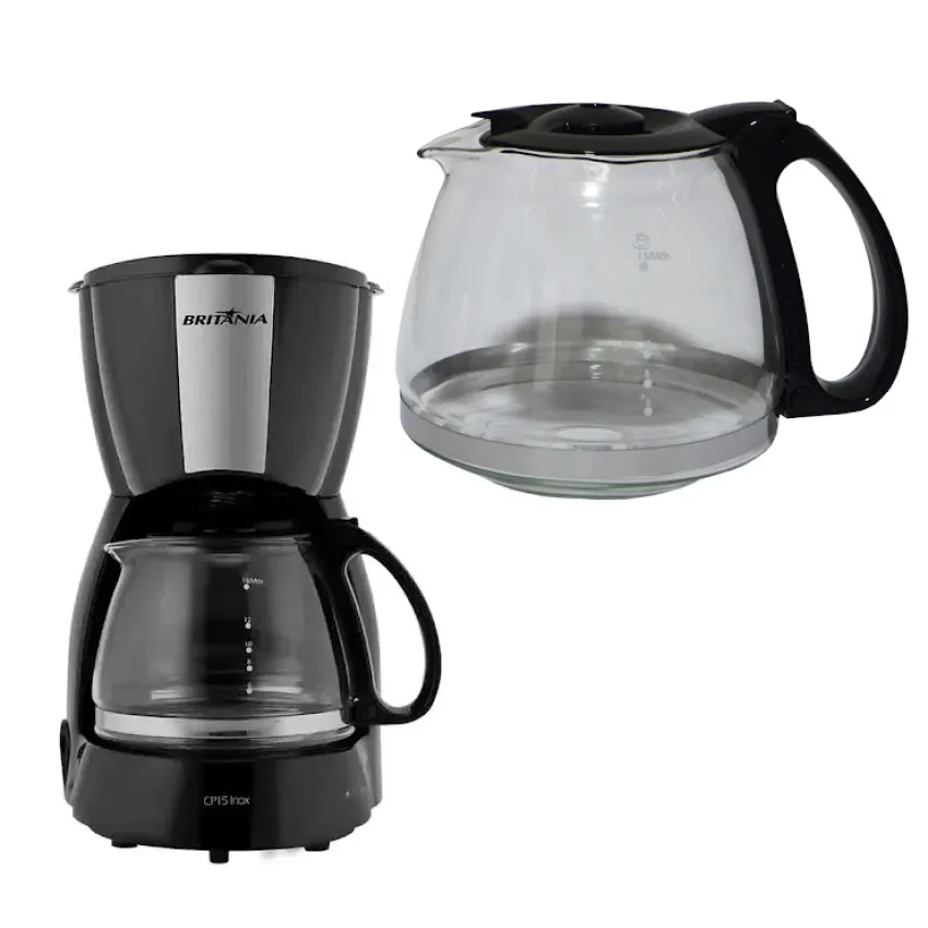 JARRA DE VIDRO PARA CAFETEIRA BRITÂNIA CP15 | CP15 INOX | BCF19 | BCF19 INOX | CAPACIDADE: 600ML COR: PRETO