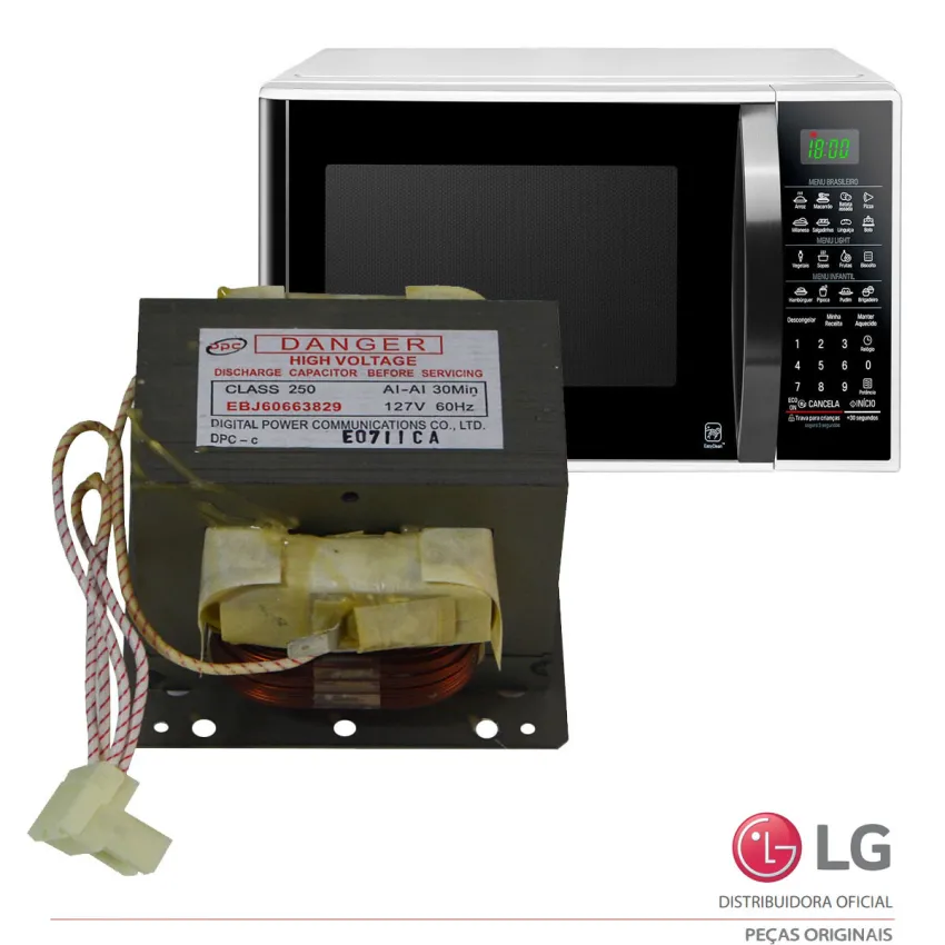 TRANSFORMADOR MICROONDAS LG MS3042 MS3043 MS3049 127V 60Hz 11A EBJ60663829 AGF76880635 - ORIGINAL