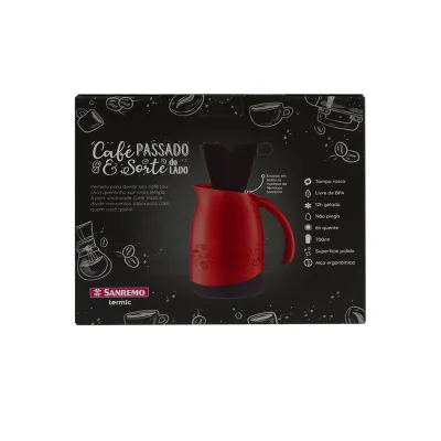GARRAFA TÉRMICA/BULE + SUPORTE PARA FILTRO DE CAFÉ TAM 102 SANREMO 700ML COR: VERMELHO | SR011/62