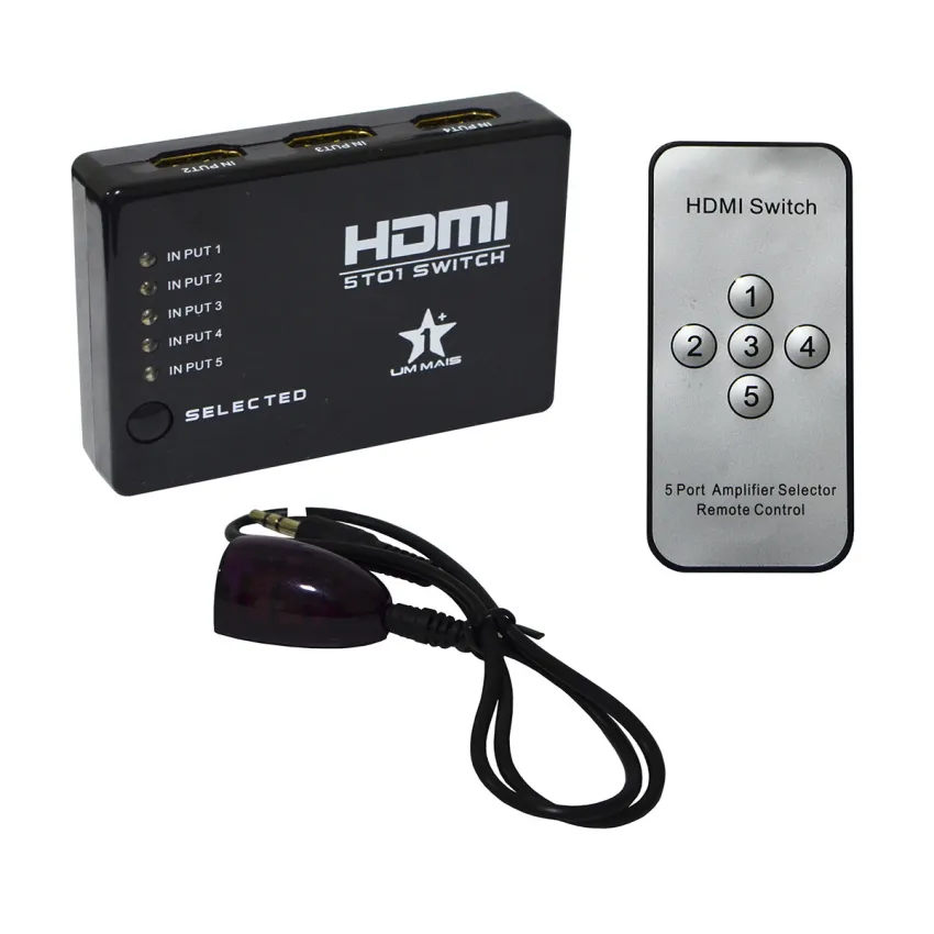 SUPORTE DE ENTRADAS E SAÍDAS DE HDMI SWITCH | 5 ENTRADAS E 1 SAÍDA | NOVO