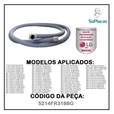 MANGUEIRA DRENAGEM SAÍDA LAVA E SECA LG F12U1TCN4 F14U1FCN8 F14U1JBS2 F14U2TDN0 5214FR3188G