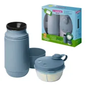 Conjunto Passeio Garrafa 250ml + Pote Para Leite Em Po Azul Bebê Sanremo (SR1001/63)