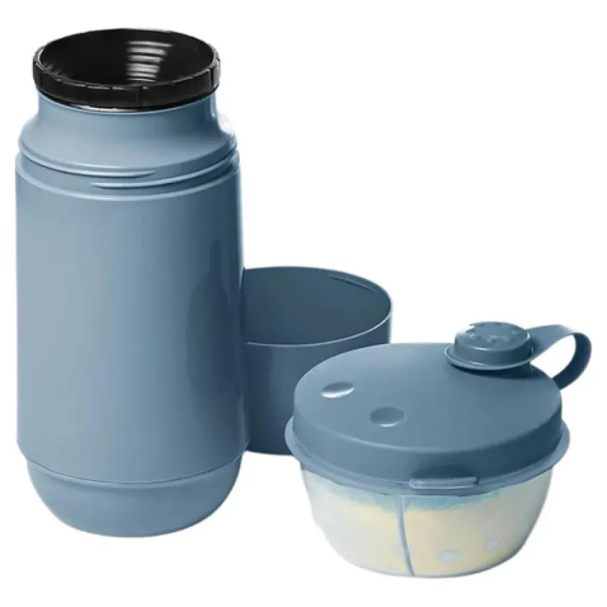 Conjunto Passeio Garrafa 250ml + Pote Para Leite Em Po Azul Bebê Sanremo (SR1001/63)