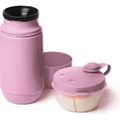 Conjunto Passeio Garrafa 250ml + Pote Para Leite Em Po Rosa Bebê Sanremo (SR1001/62)