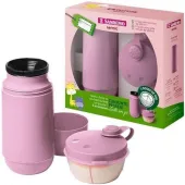 Conjunto Passeio Garrafa 250ml + Pote Para Leite Em Po Rosa Bebê Sanremo (SR1001/62)