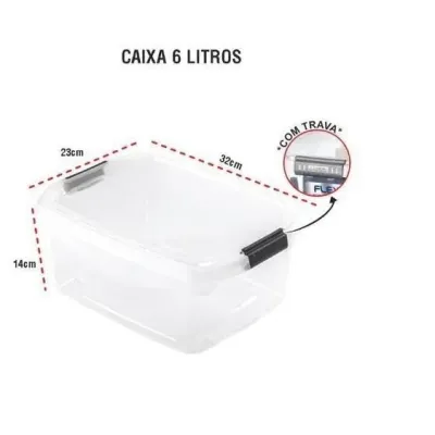 CAIXA PLASTICA ORGANIZADOR SANREMO 6 LITROS TAMPA COM TRAVA (SR901)