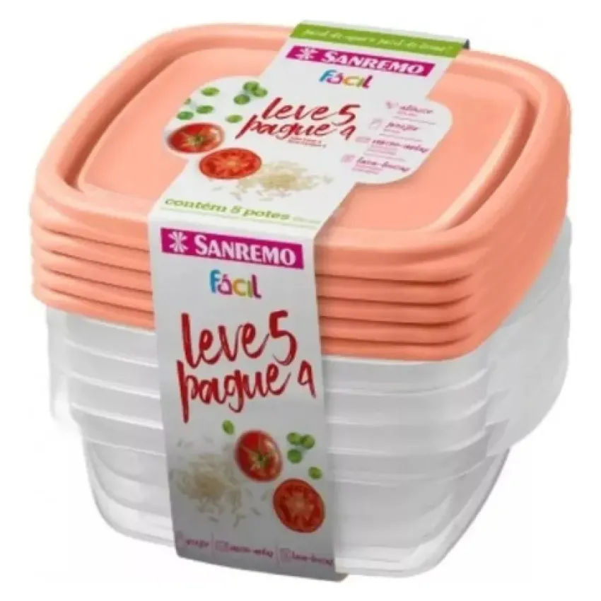 CONJUNTO DE POTES PLASTICO SANREMO SALMAO 530ML (SR124/555)