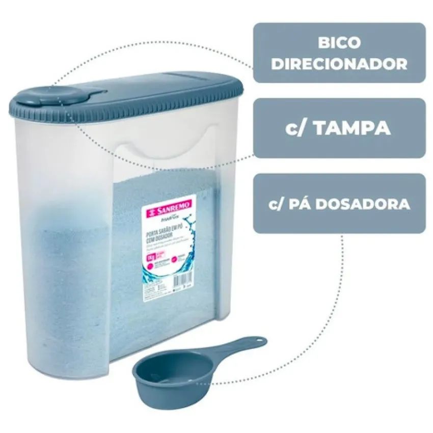 POTE PORTA SABÃO EM PÓ 1KG C/ TAMPA E DOSADOR (267)