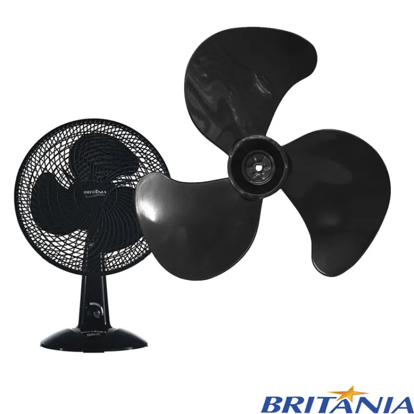 HÉLICE PARA VENTILADOR BRITÂNIA 3 PÁS 30CM | VENTUS 30 |  FAMA 30 | COR: PRETO (021868)