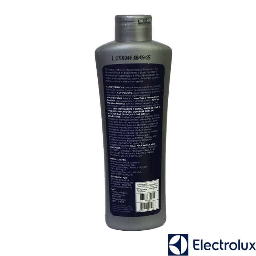 LIMPA VIDRO E VITROCERÂMICO DE INDUÇÃO ELECTROLUX 200ML REMOVE MANCHAS E GORDURAS  A12390901 | ORIGINAL