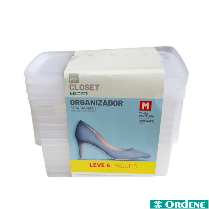 Conjunto 6 Caixas Organizadoras de Sapatos – Ordene OR60250 –  Cor: Transparente