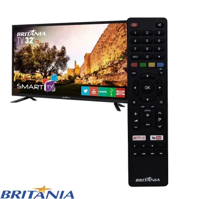 CONTROLE REMOTO BRITÂNIA BTV28G51SN BTV32G51SN BTV40E63SN ATALHOS: NETFLIX - YOUTUBE | ORIGINAL