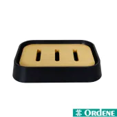 Saboneteira de Bancada em Plástico Cor: Preto/ Bambu – Ordene – OR94010