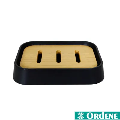 Saboneteira de Bancada em Plástico Cor: Preto/ Bambu – Ordene – OR94010