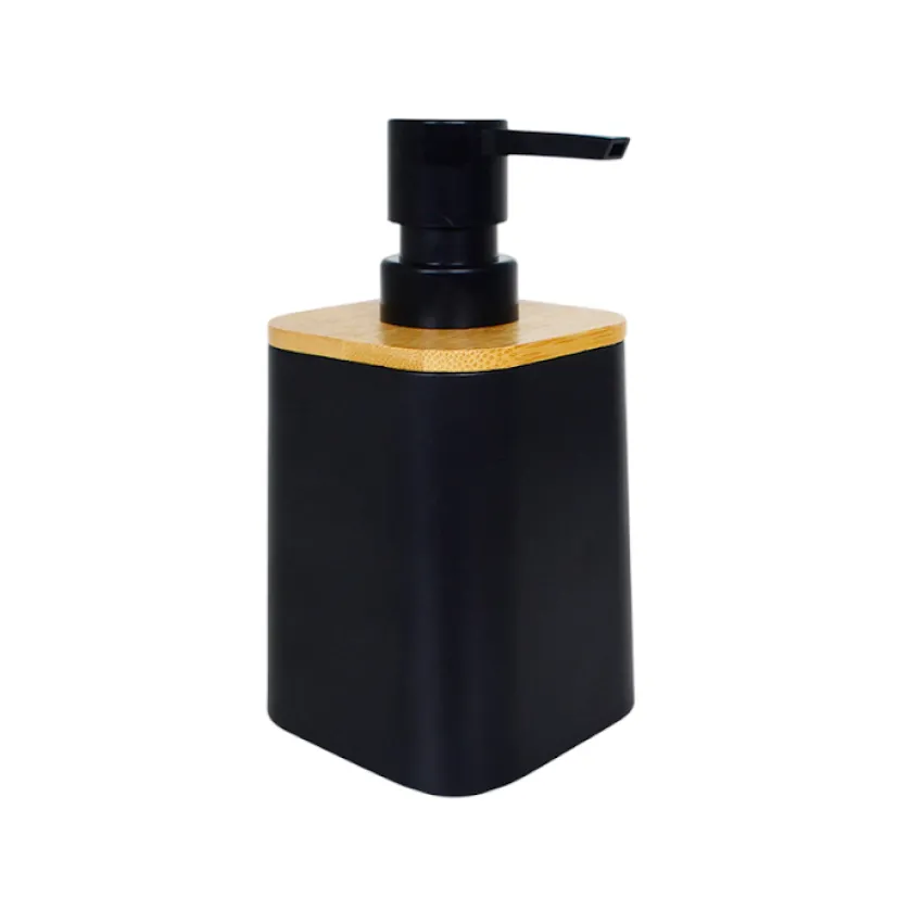 Dispenser de Sabonete Líquido em Bambu para Banheiro/Lavabo – Cor Preto OR94000