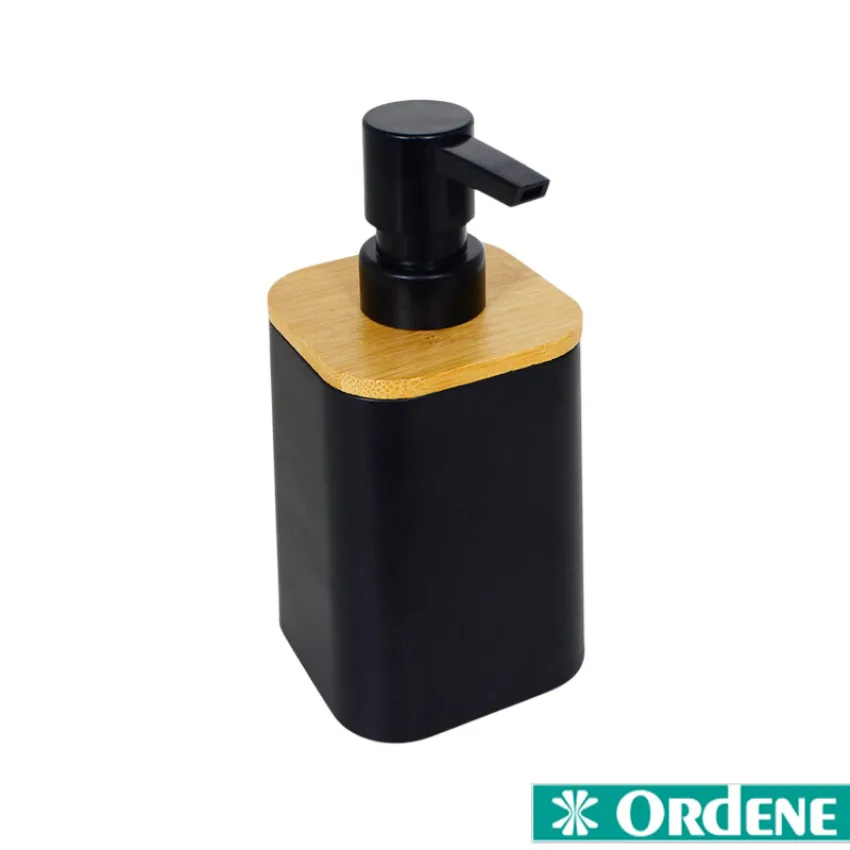 Dispenser de Sabonete Líquido em Bambu para Banheiro/Lavabo – Cor Preto OR94000