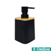 Kit Banheiro Ordene 3 Peças Preto com Bambu – Saboneteira, Dispenser e Porta-Escovas