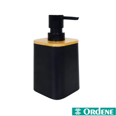 Kit Banheiro Ordene 3 Peças Preto com Bambu – Saboneteira, Dispenser e Porta-Escovas