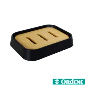 Kit Banheiro Ordene 4 Peças Preto com Bambu – Saboneteira, Dispenser, Porta-Escovas e Escova Sanitária