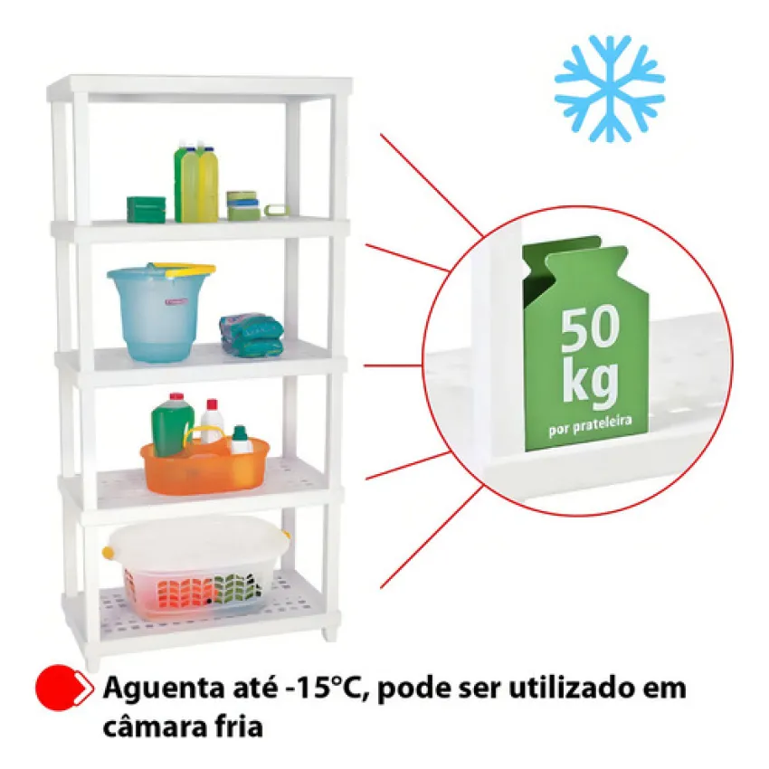 Estante Organizadora Branca com 5 Prateleiras – Suporta até 250kg – Ordene (40200)