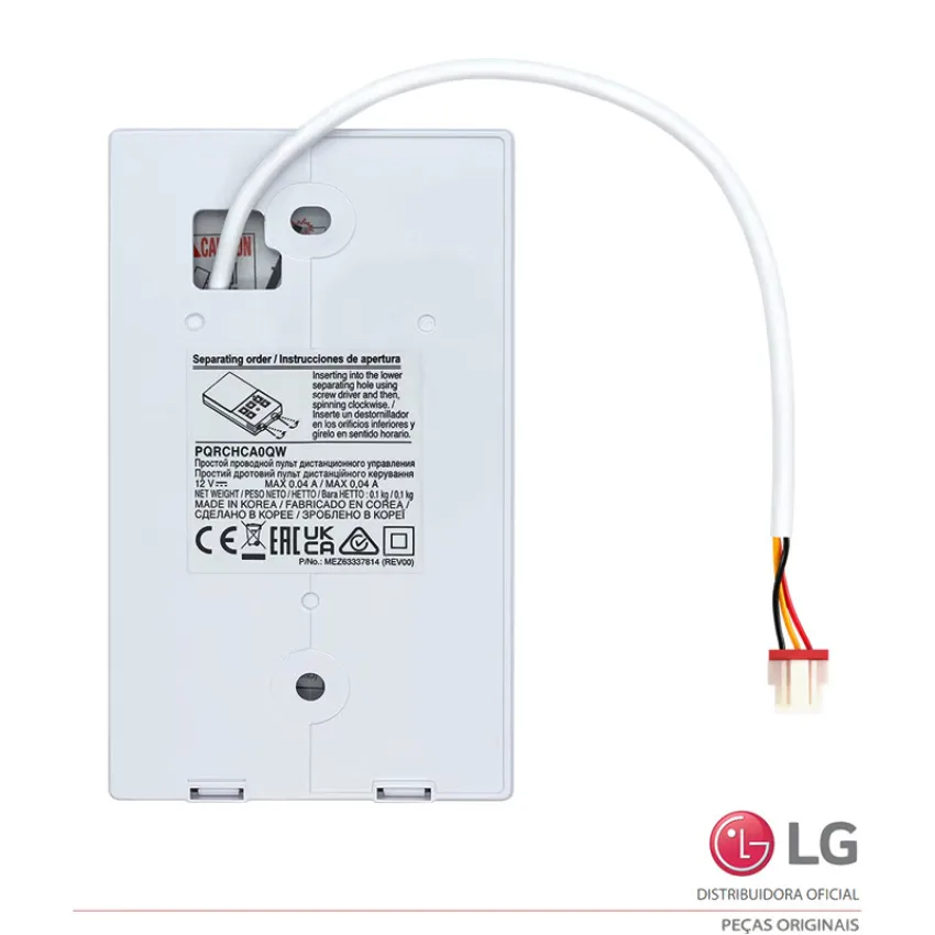 CONTROLE REMOTO COM FIO PARA APARELHOS DE AR CONDICIONADO CASSETE LG PQRCHCA0QW AKB72955808