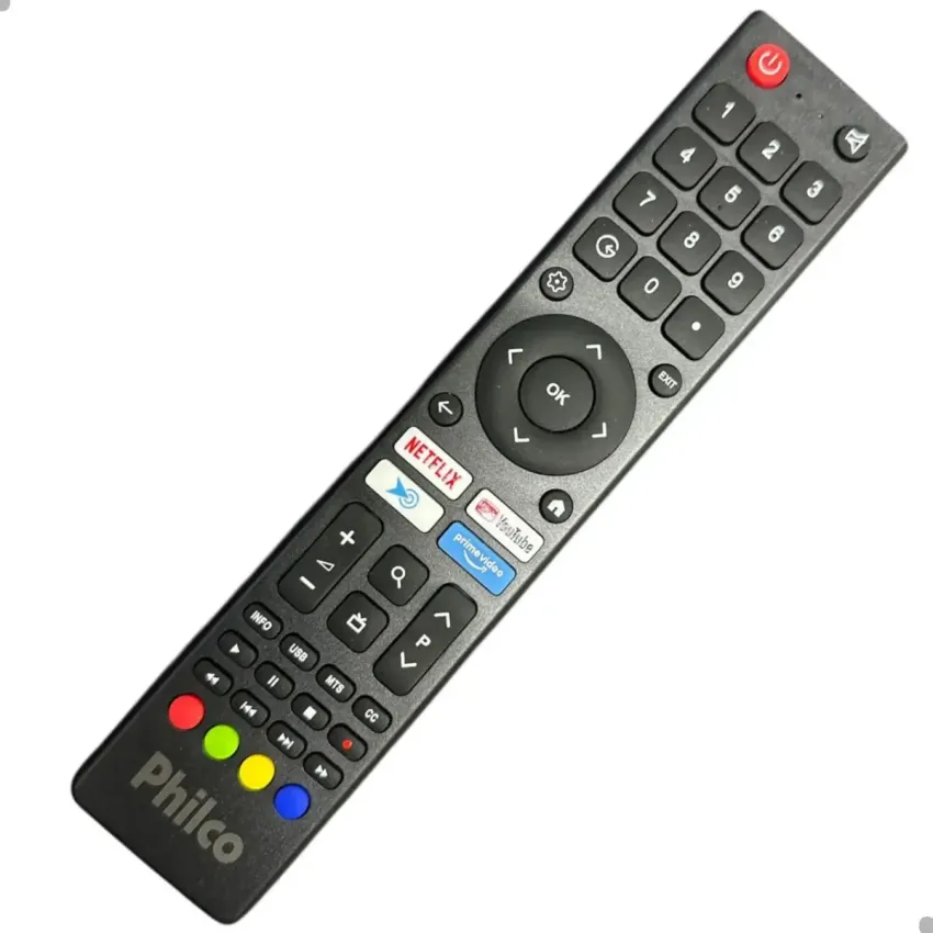 CONTROLE REMOTO PHILCO SMART PTV32M9GACGB PTV39M9GACGB PTV40M9GACGB | ATALHOS: NETFLIX | YOUTUBE | PRIME VÍDEO