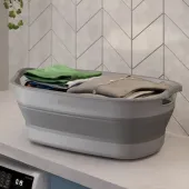 Cesto de Roupa Dobrável Electrolux 30L com Válvula de Água Cinza A31099001