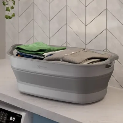 Cesto de Roupa Dobrável Electrolux 30L com Válvula de Água Cinza A31099001